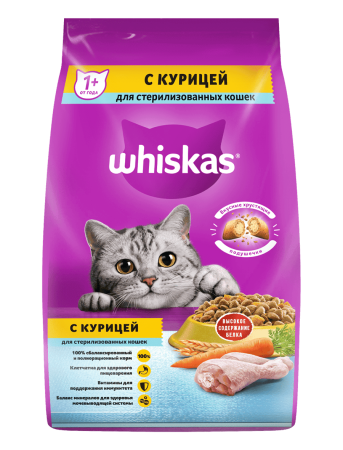 Whiskas под.кур д.стер кош 4*1.9кг