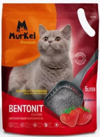 Элита 5л/4кг Бентонит  Cat Litter Клубника Mur Kelly