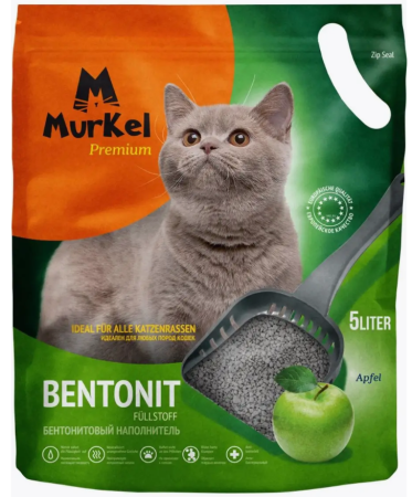 Элита 5л/4кг Бентонит  Cat Litter Яблоко Mur Kelly