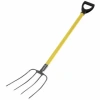 (УЛ) Вилы 4-х рог. навозные с желтым металлическим черенком и V-ручкой
