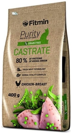 Fitmin cat Purity Castrate - 400 g. Fitmin (Фитмин) для кошек Беззерновой Для Кастрированных и Стери