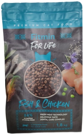 Fitmin cat For Life Adult Fish and Chicken 1,8 kg. Fitmin (Фитмин) для взрослых кошек Рыба и Курица 