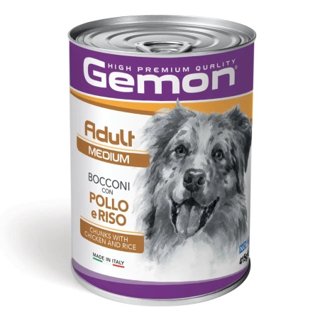 8787 GEMON DOG CHUNKS ADULT MEDIUM\КУСОЧКИ ДЛЯ СОБАК СРЕДНИХ ПОРОД С КУРИЦЕЙ И РИСОМ 415 гр