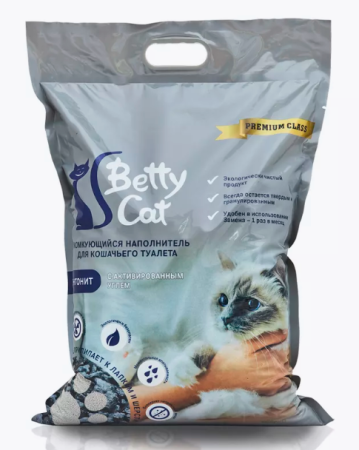 Камкующийся с активиронанным углем 5 л Betty cat  бентонит