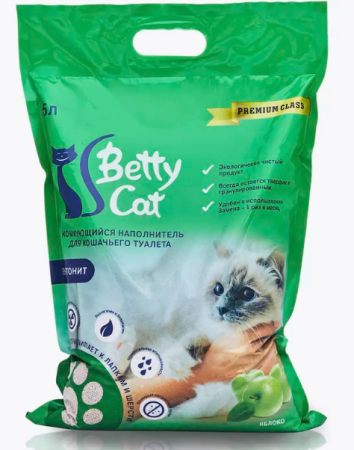 Камкующийся яблоко 5 л Betty cat  бентонит