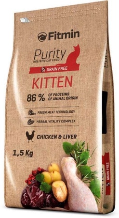 Корм Fitmin cat Purity Kitten - 1,5 kg. Fitmin (Фитмин) для кошек Беззерновой Котята - 1,5 кг.